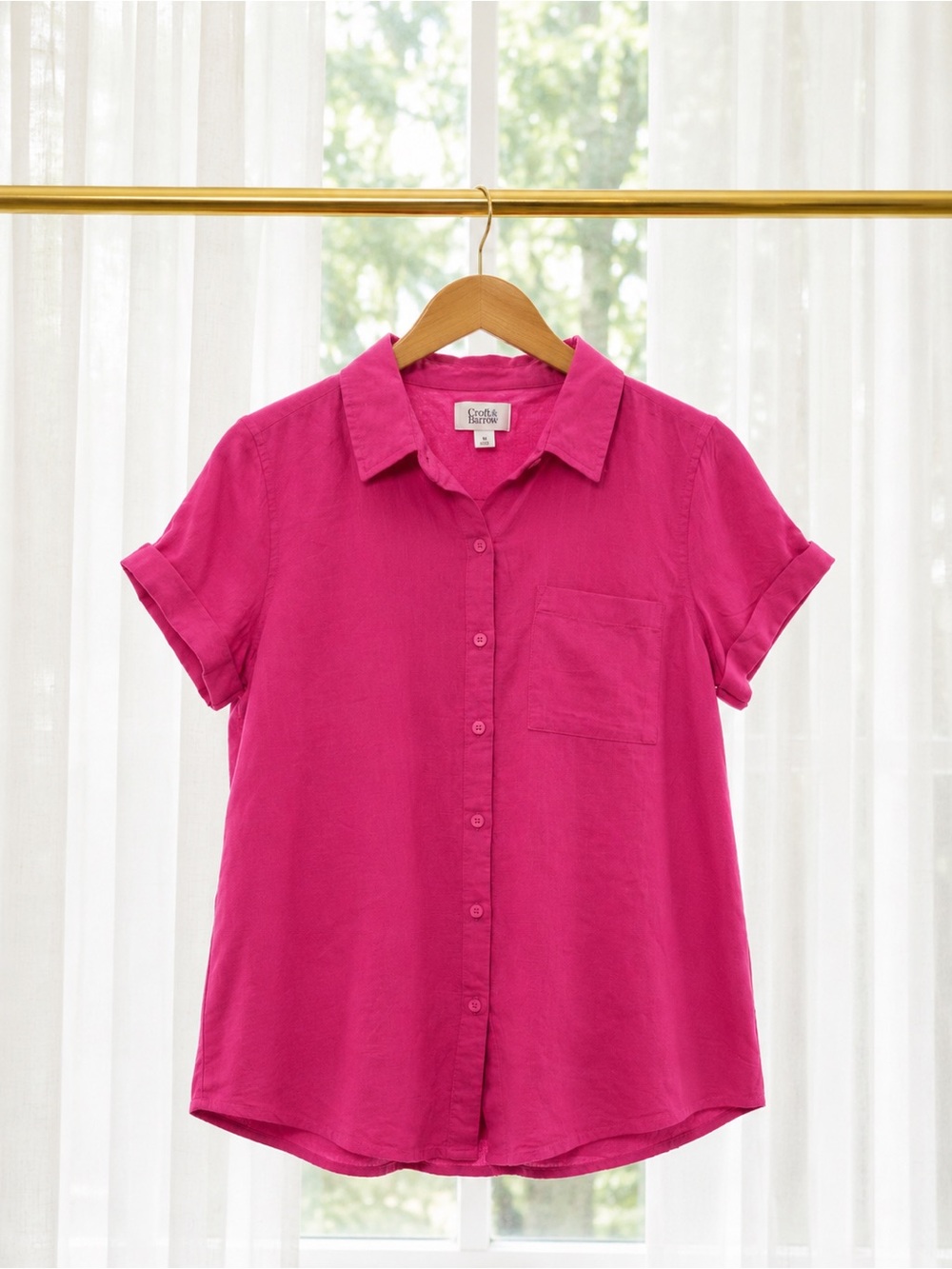croft & barrow Bright Fuchsia Button-Up Top